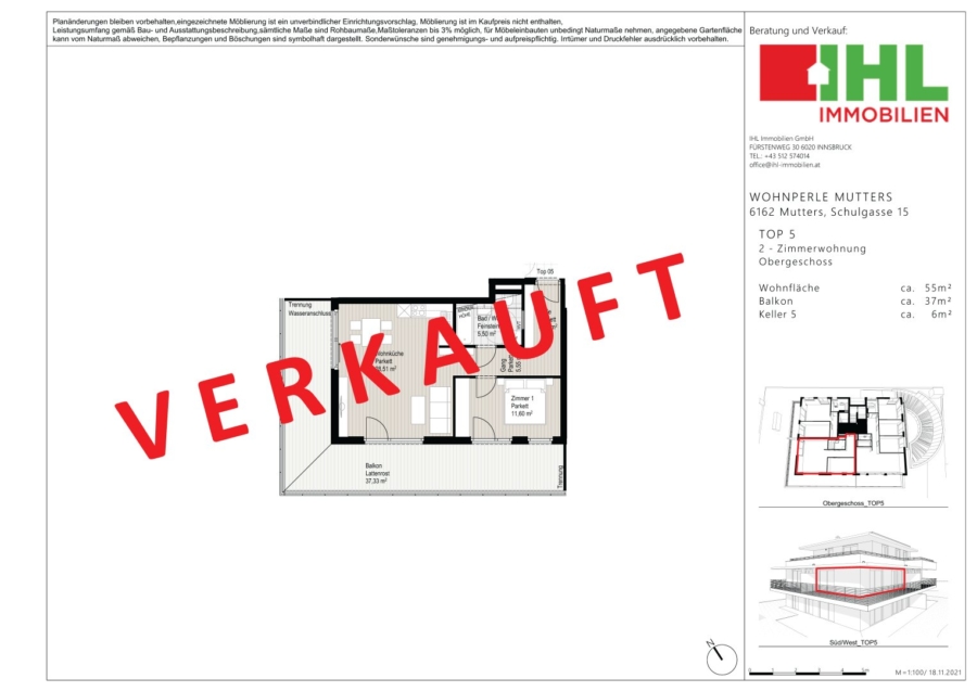 Top 5 - 2-Zimmer, 1.OG - VERKAUFT - Grundriss