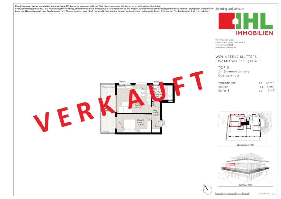 Top 3 - 2-Zimmer, 1.OG - VERKAUFT - Grundriss