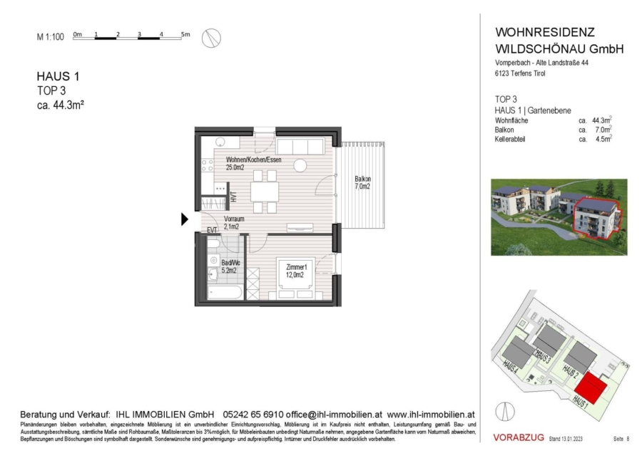 Top 1 - 1-Zimmer, EG - Grundriss